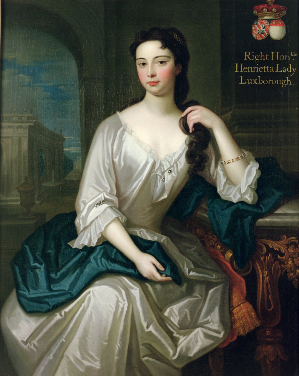 Porträtt av Henrietta, dotter till Henry, 1:e Viscount St. John, gifte sig 1727 med Robert Knight, skapade Baron Luxborough av Shannon 1745 av Charles d Agar