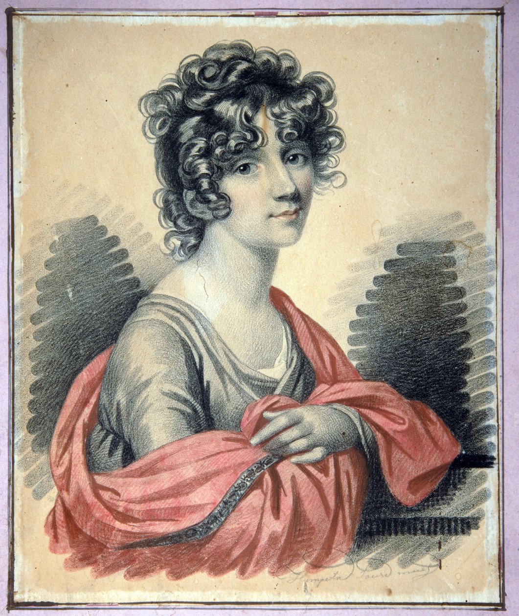 Porträtt av grevinnan Varvara Ivanovna Golitsyna (?-1804), född Shipova - Verk av Carl von Hampeln (1794-efter 1880), kol, pastell och sangvin på kartong (25x22 cm), cirka 1820 - (Porträtt av grevinnan Varvara Ivanovna, Golitsyna född Shipova, Charcoal, av Charles de Hampeln