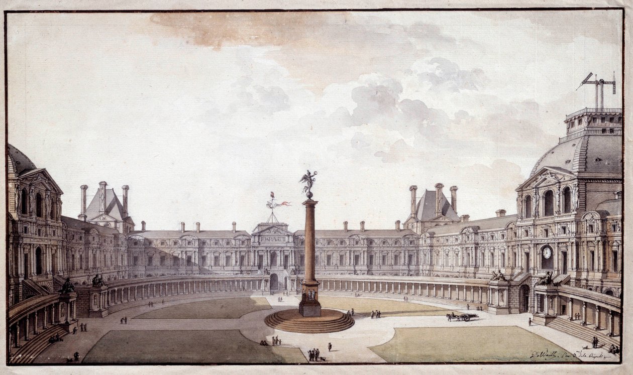 Arkitektur: projekt för att omforma Salon Carre du Louvre. Ritning med bläck och penna av arkitekten Charles de Wailly av Charles de Wailly