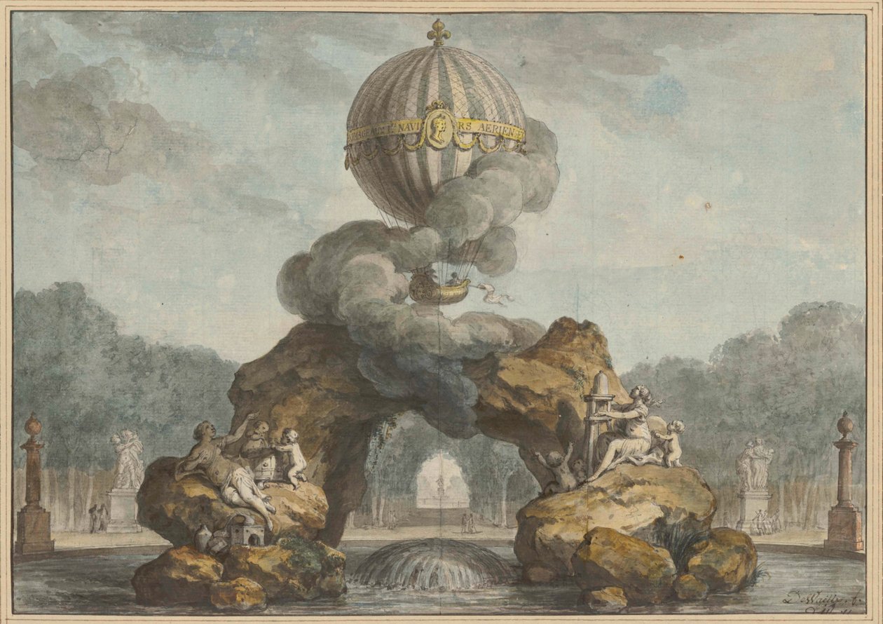 Projekt av en fontändekoration med en Charlière, 1783. av Charles de Wailly