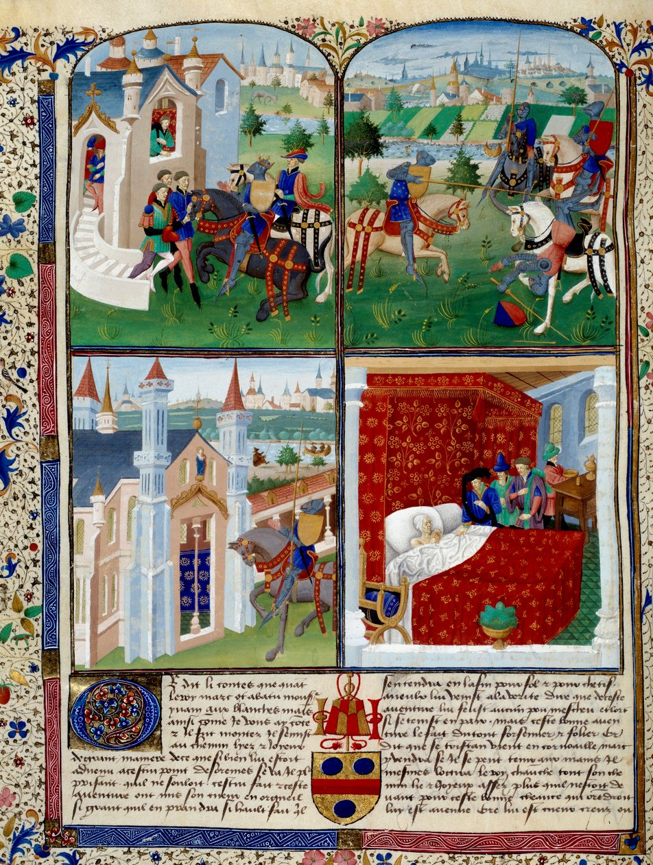Illustration av Tristans roman: start, turnering och död. Miniatyr av mästaren Dit De Charles Du Maine (ca 1450 - 1460). Chantilly, Musee Conde av Charles du Maine Master