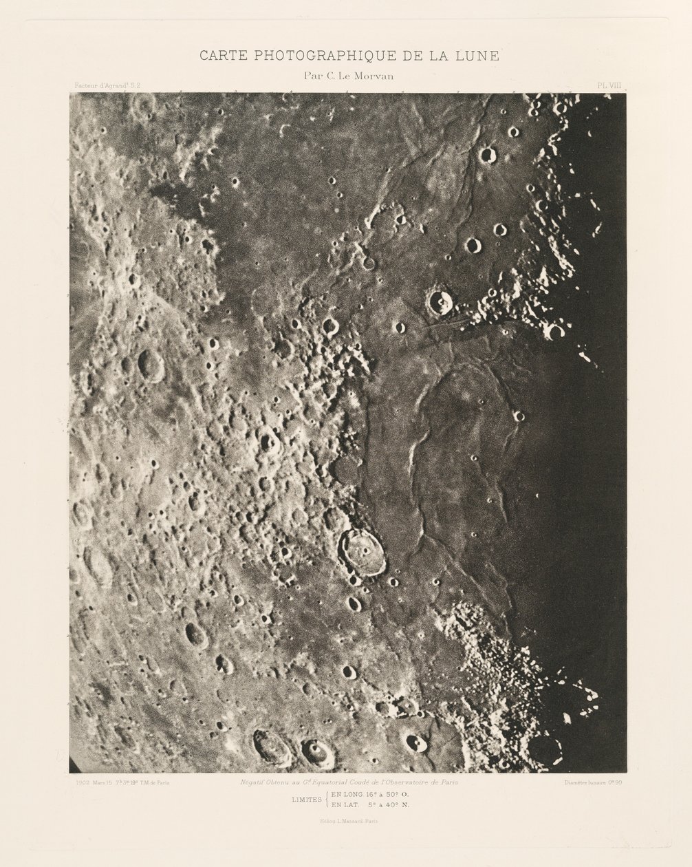 Fotografisk karta över månen, plansch VIII,15 mars av Charles le Morvan