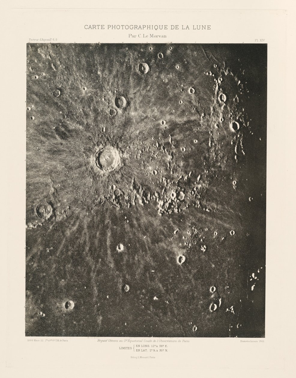 Fotografisk karta över månen, plansch XIV,22 mars av Charles le Morvan