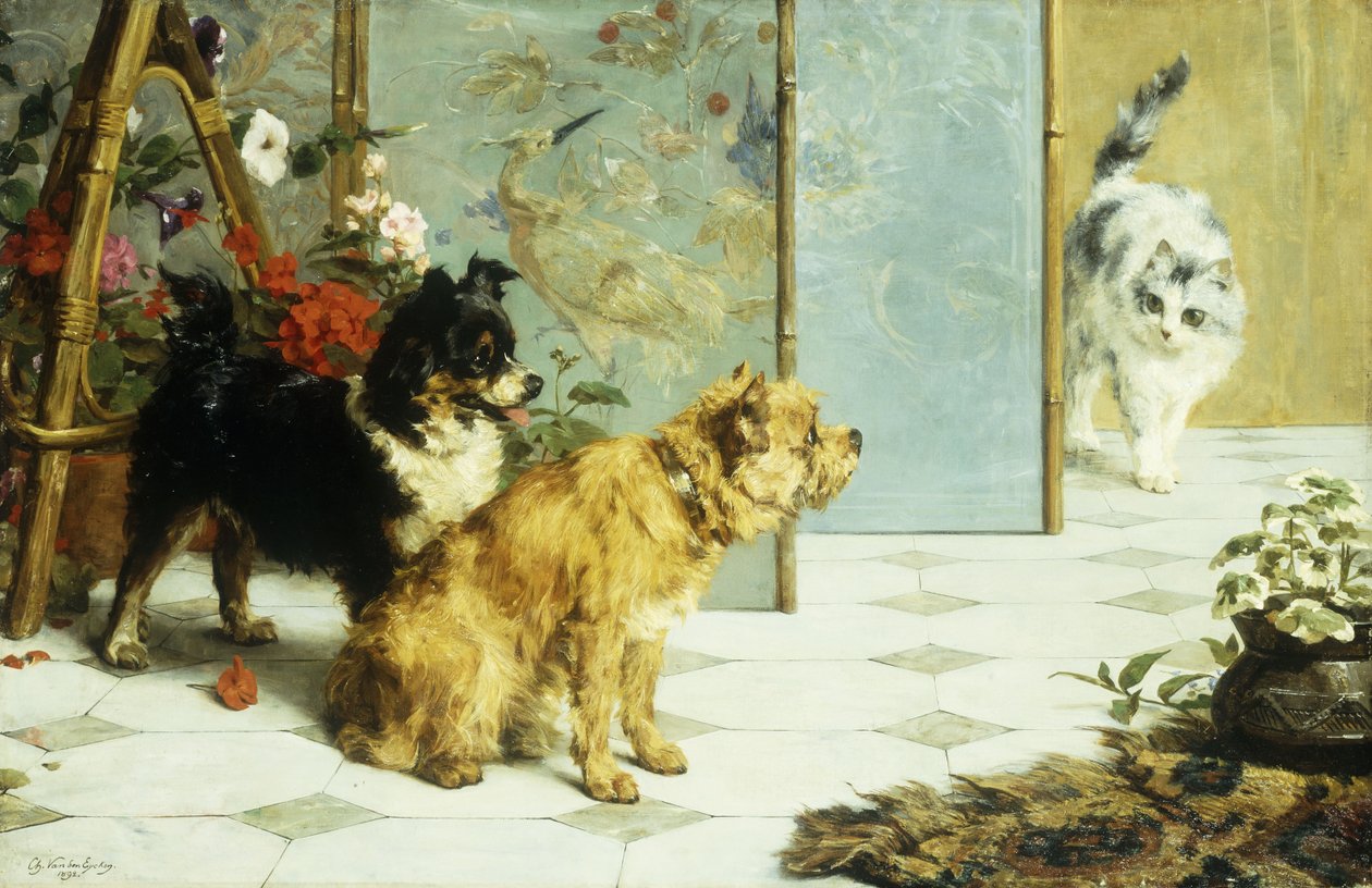 Lekfulla vänner, 1892 av Charles van den Eycken