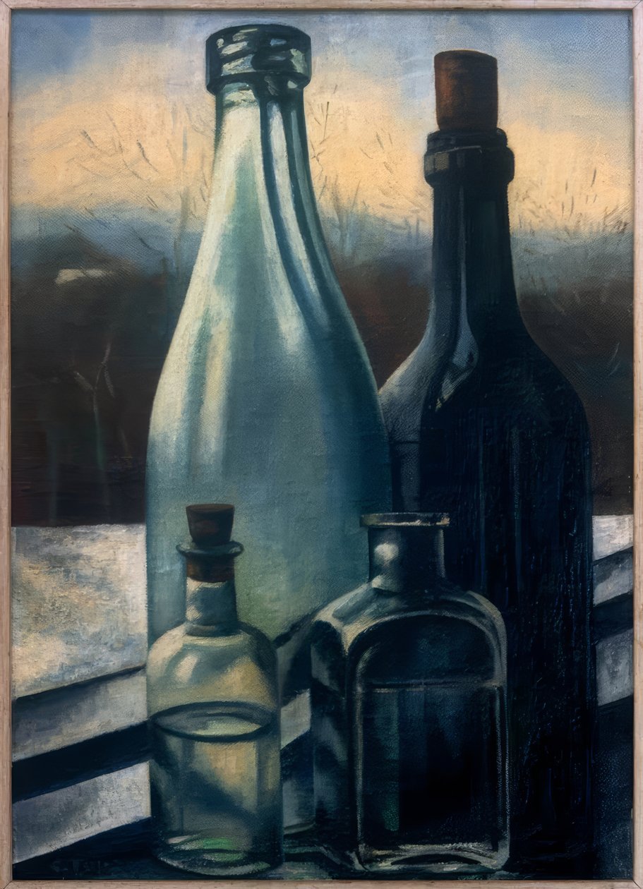 Flaskor framför vinterlandskap av Charley Toorop