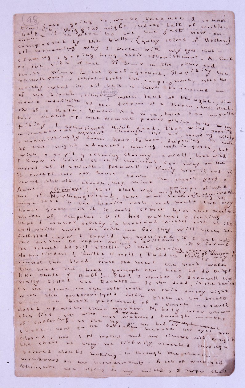 Sida från Roe Head Journal, 11 augusti 1886 av Charlotte Bronte