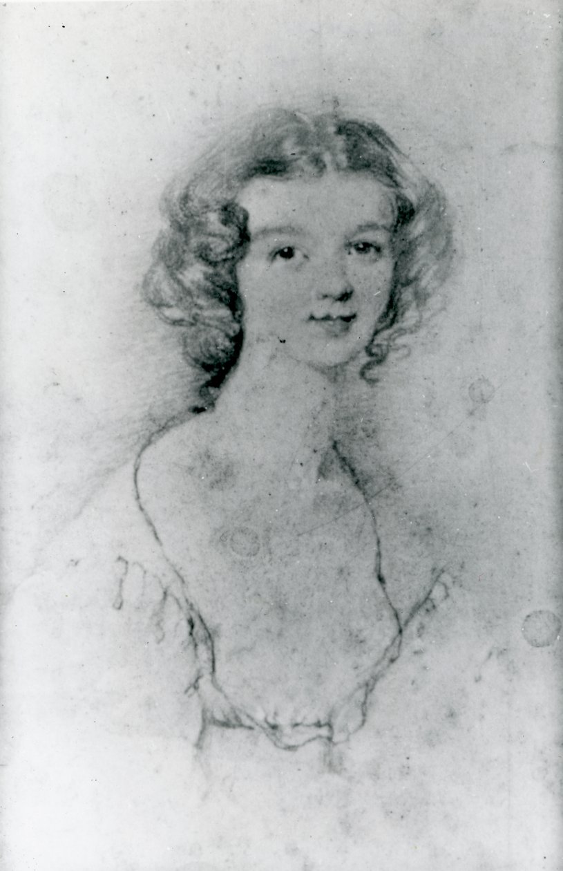 Porträtt av Ellen Nussey (penna på papper) av Charlotte Bronte