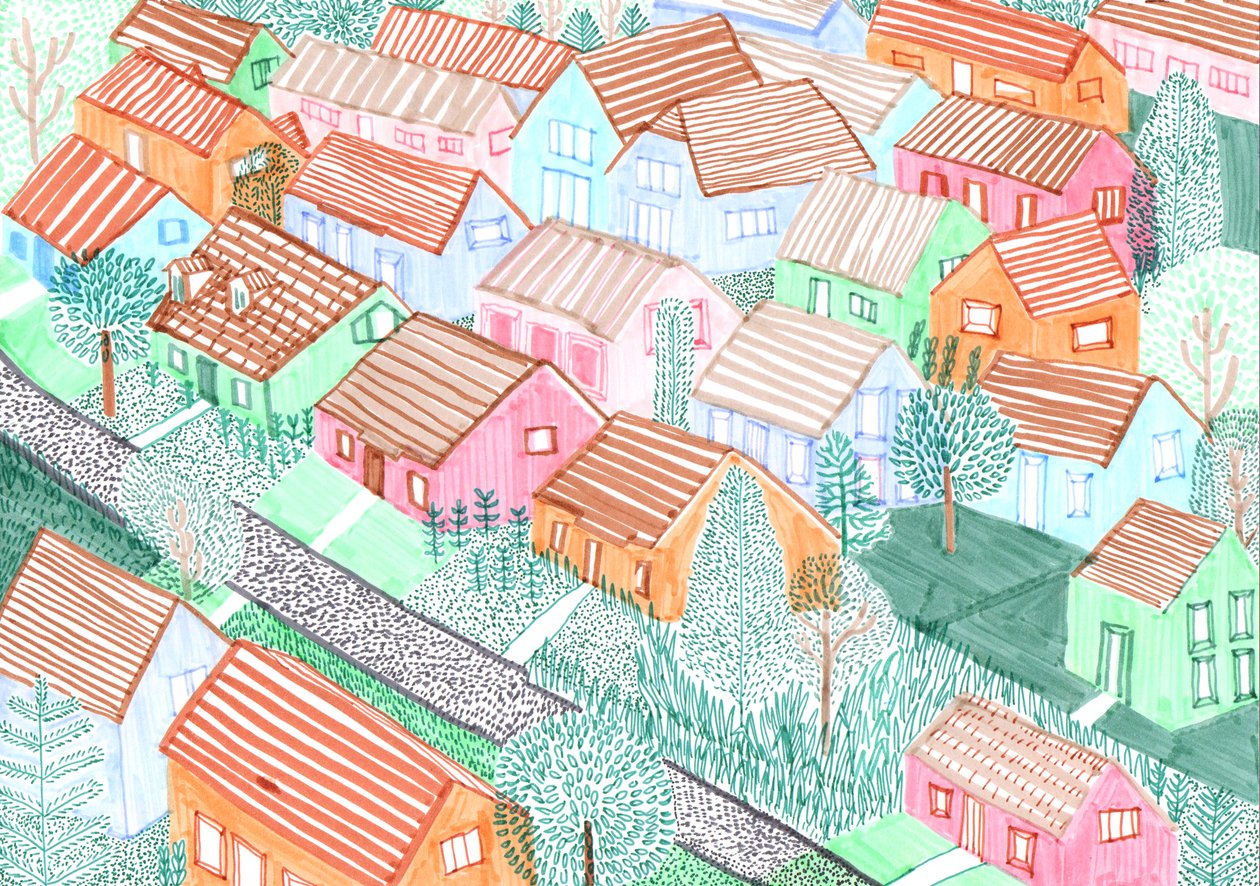Althohenschönhausen, 2017 (penselpennor) av Charlotte Orr