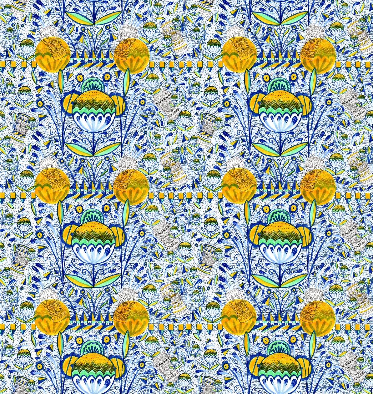 Ashmolean Museum Pattern Design, 2020 (pensel och pennor) av Charlotte Orr