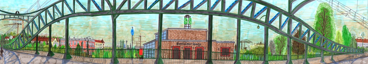 Bornholmer Strasse, 2017 (penselpennor) av Charlotte Orr