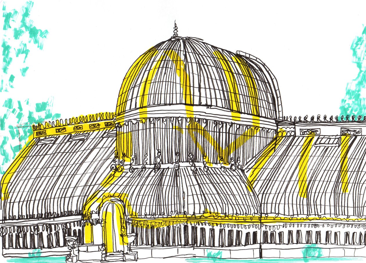 Botanic Gardens, Belfast, 2021 (penna och akrylmarkör) av Charlotte Orr