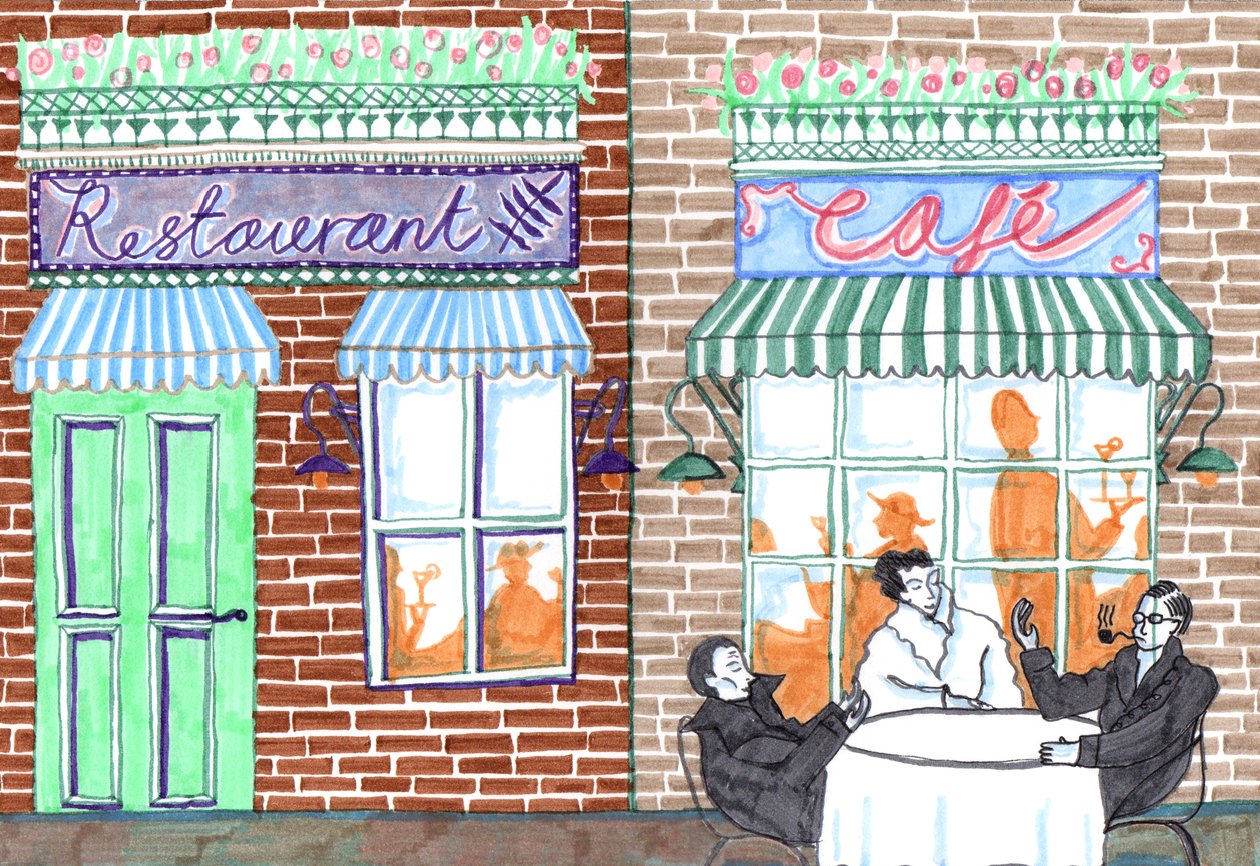 Café, 2017 (penselpennor) av Charlotte Orr