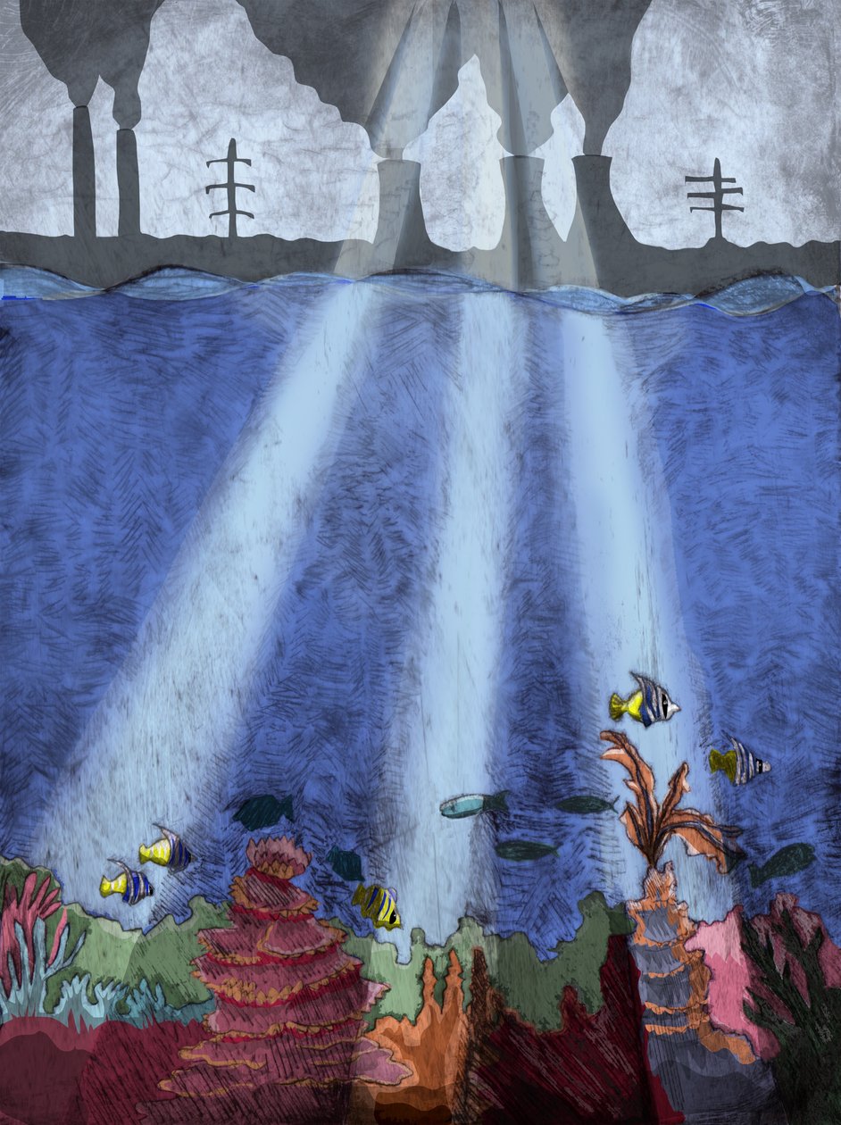 Coral Reef, 2013 (torrpunktsetsning och digital) av Charlotte Orr