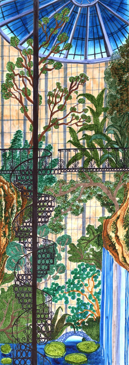 Japanese Garden, 2019 (penselpennor) av Charlotte Orr