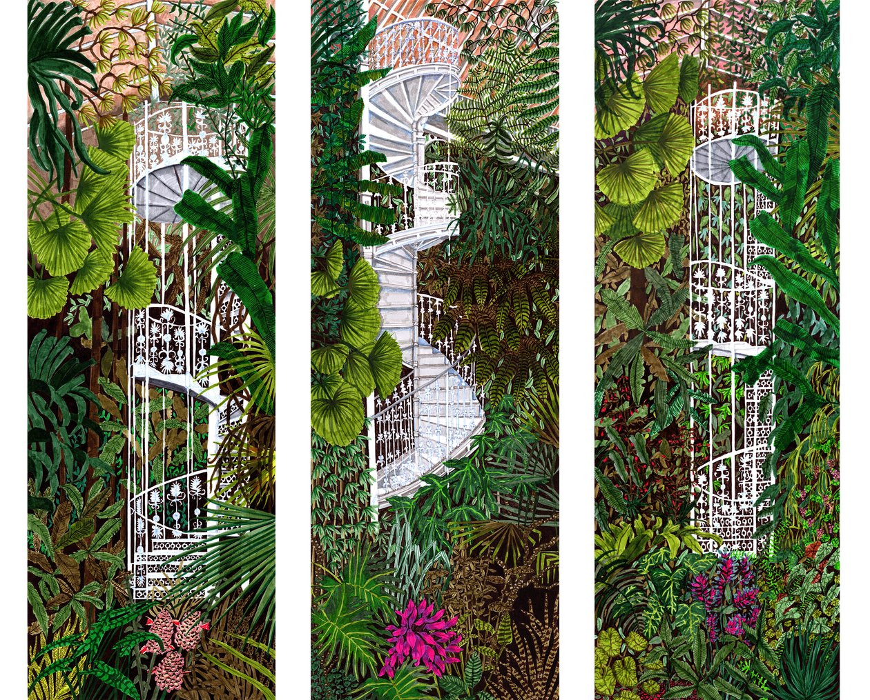 Kew Gardens Compilation, 2020 (penselpennor på papper) av Charlotte Orr
