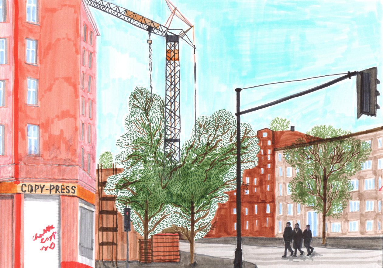 Koloniestraße, 2017 (penselpennor) av Charlotte Orr