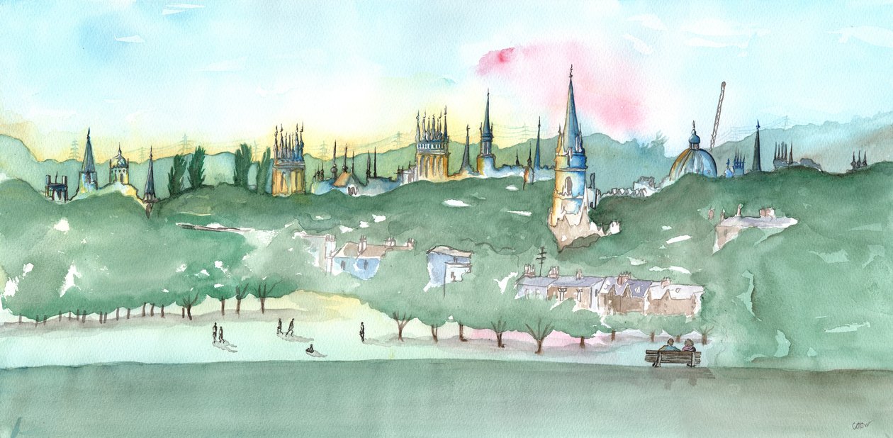 Oxford Spires, 2014 (akvarell) av Charlotte Orr
