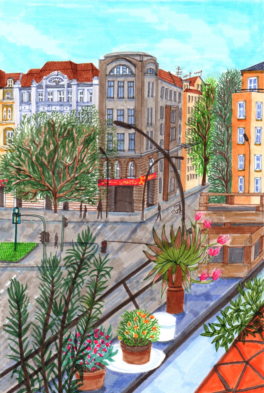 Sonnenallee, Berlin, 2017 (penselpennor) av Charlotte Orr
