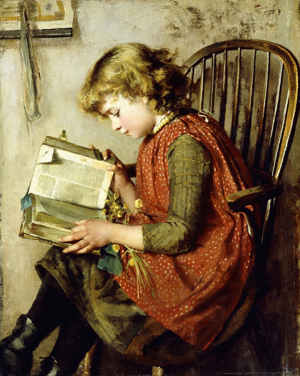 En ung flicka som läser, 1890 av Charlotte Weeks