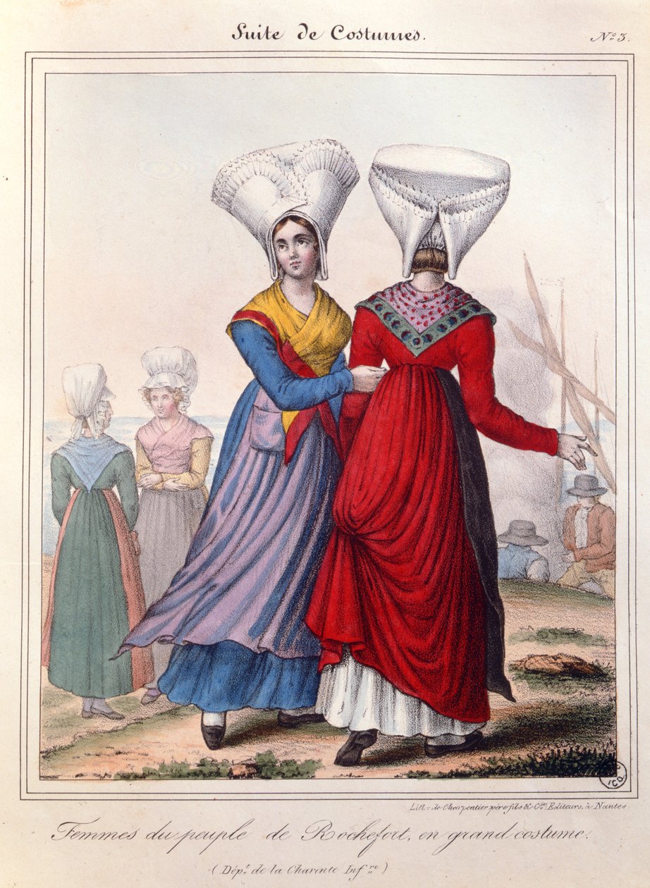 Stor kostym för kvinnor i Rochefort-området, Charente, 1800-talet. av Charpentier