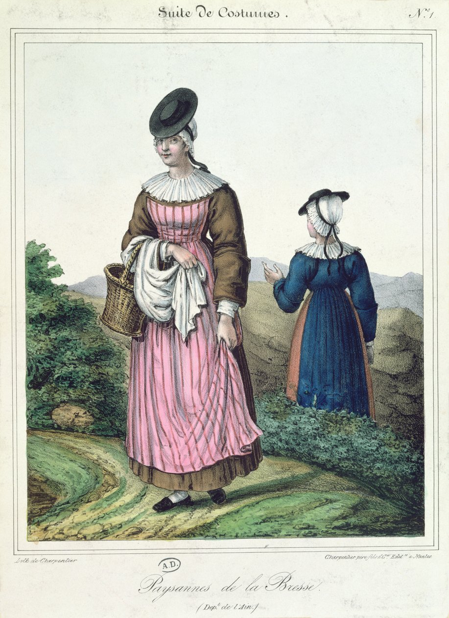 Bonddräkter från Bresseområdet, 1845 av Charpentier