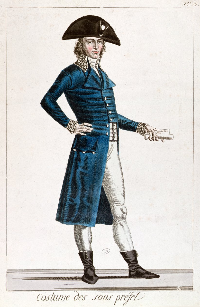 Dräkt för en underprefekt under perioden för konsulatet (1799-1804) av den första republiken i Frankrike, ca 1800 av Chataignier
