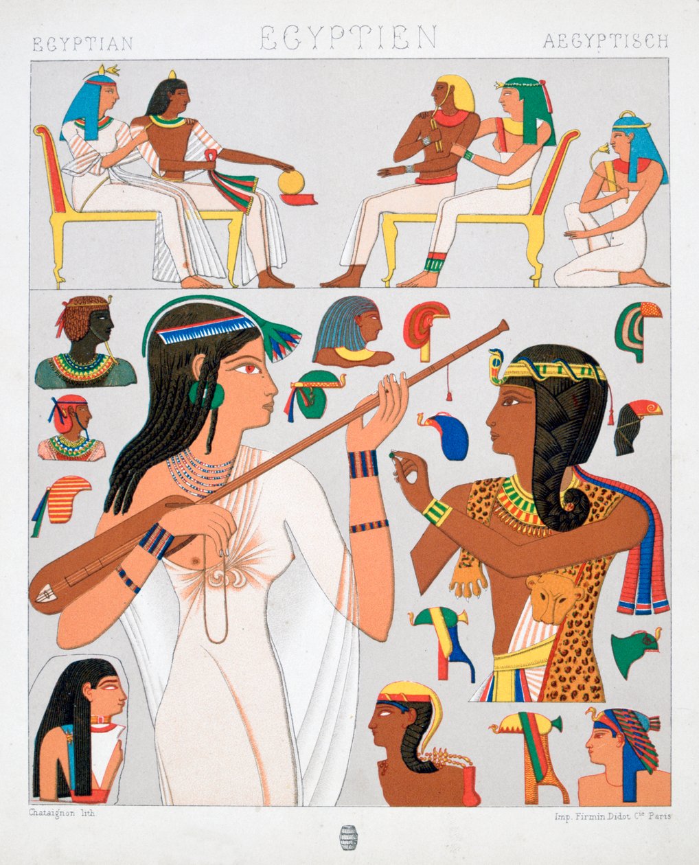 Forntida egyptisk dräkt, 1888 av Chataignon