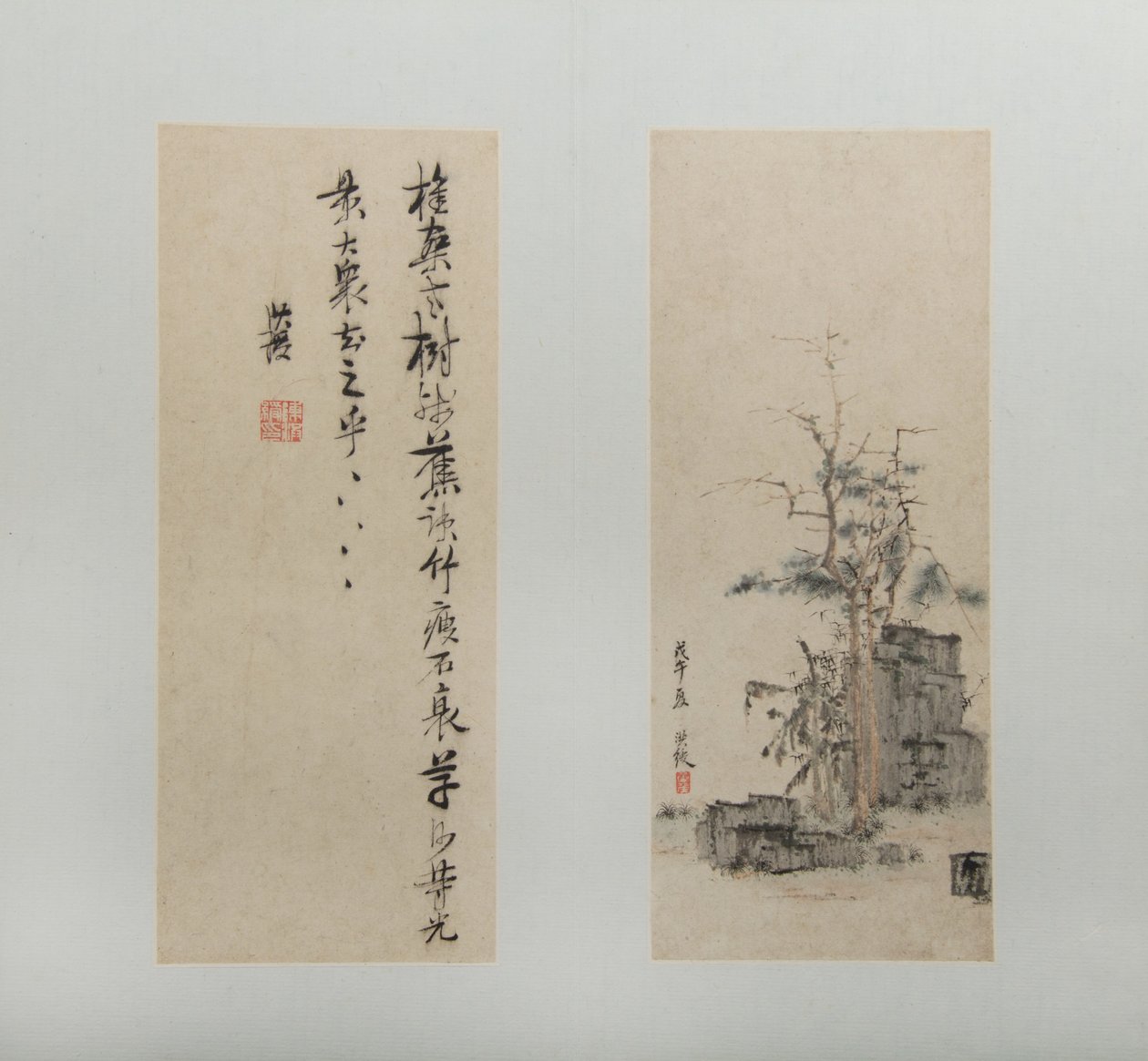 Landskap, figurer och blommor, daterade 1618-22. av Chen Hongshou