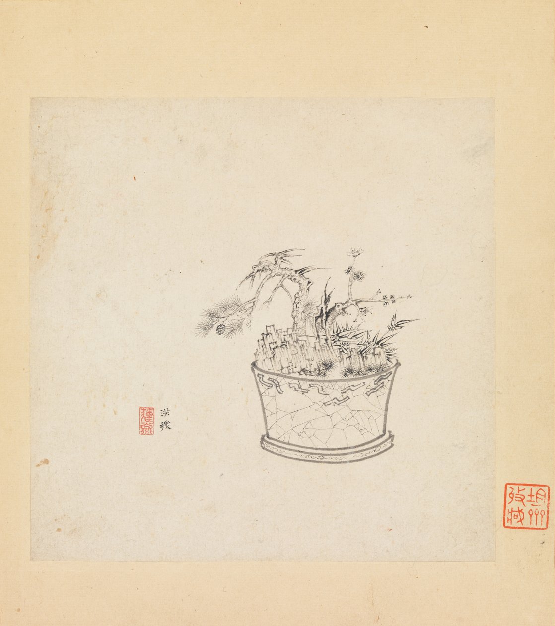 Diverse studier, ett blad daterat 1619. av Chen Hongshou