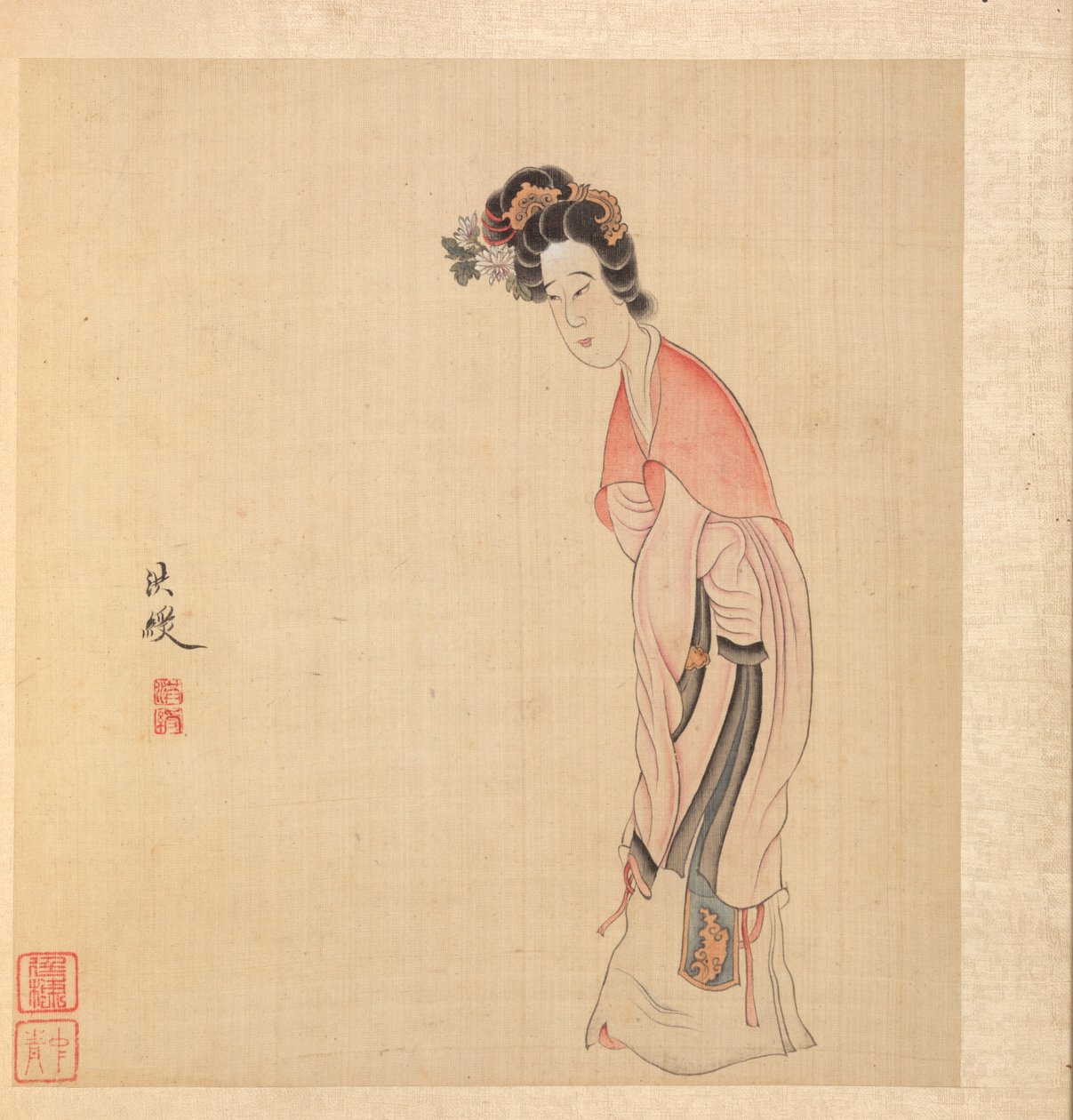 Målningar efter antika mästare: En dam, 1598-1652. av Chen Hongshou