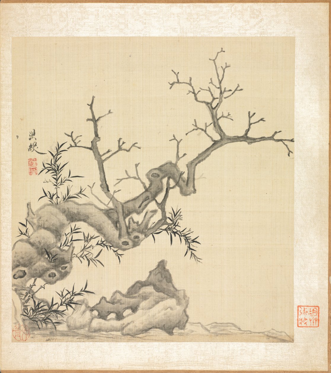 Målningar efter antika mästare: Rock, Old Tree och Bamboo av Chen Hongshou
