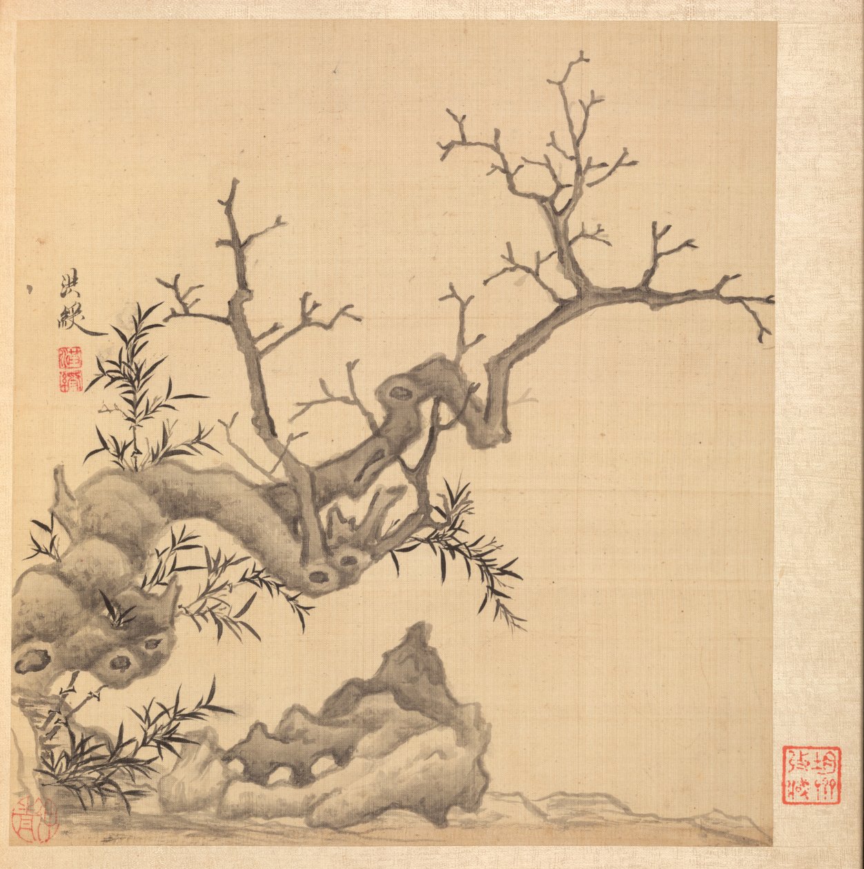 Målningar efter antika mästare: Rock, Old Tree, and Bamboo, 1598-1652. av Chen Hongshou