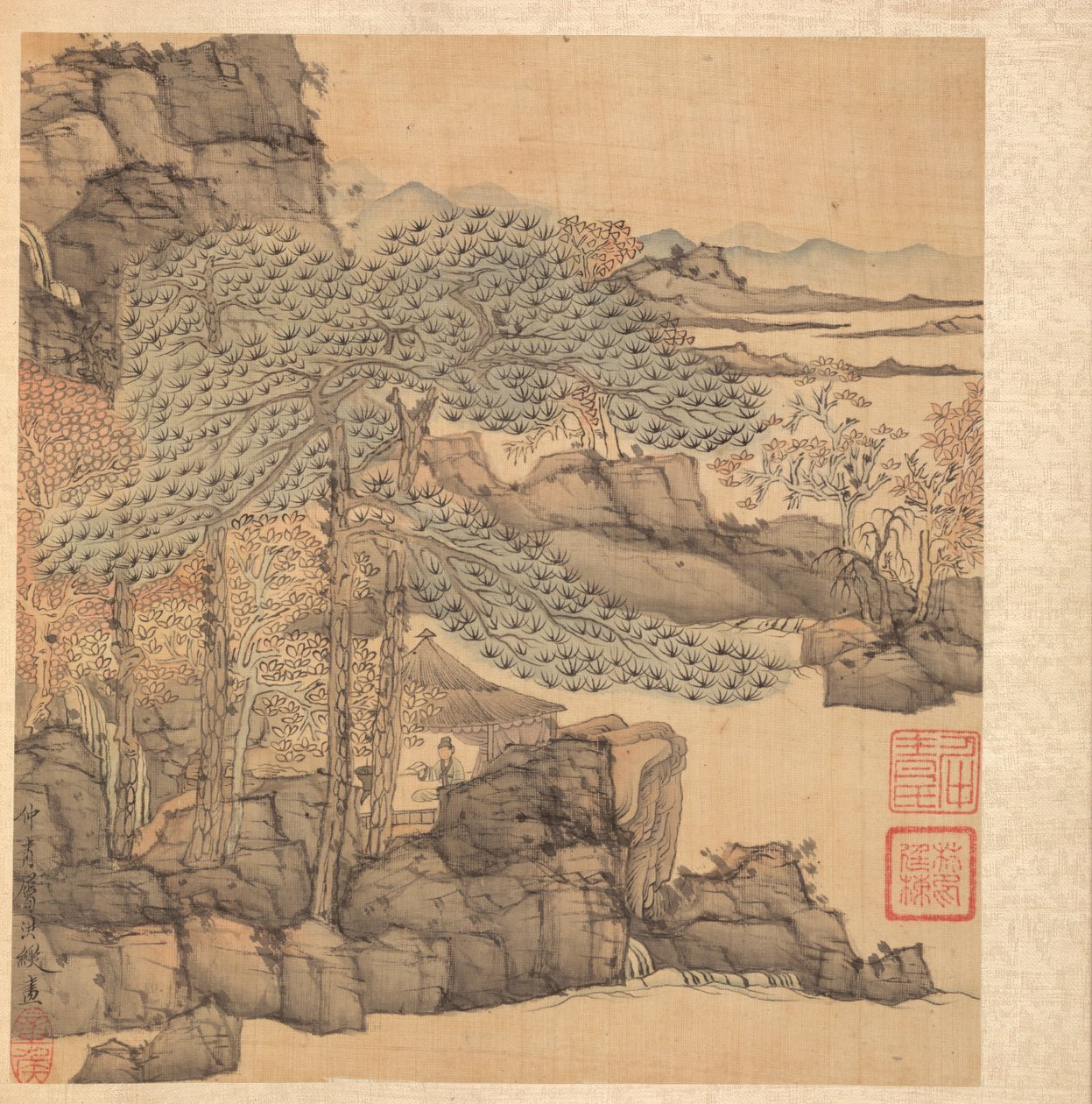 Målningar efter forntida mästare: Forskarläsning i en halmtak vid ett vattenfall, 1598-1652. av Chen Hongshou