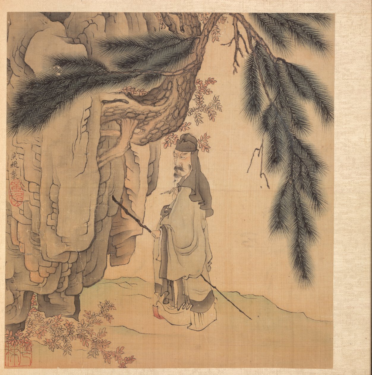 Målningar efter Ancient Masters: Scholar med stav och pensel av Chen Hongshou