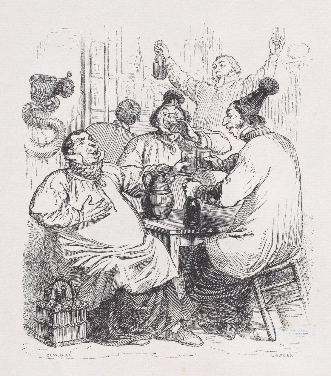 Sockensångarna från The Complete Works of Béranger, 1836. av Cherrier