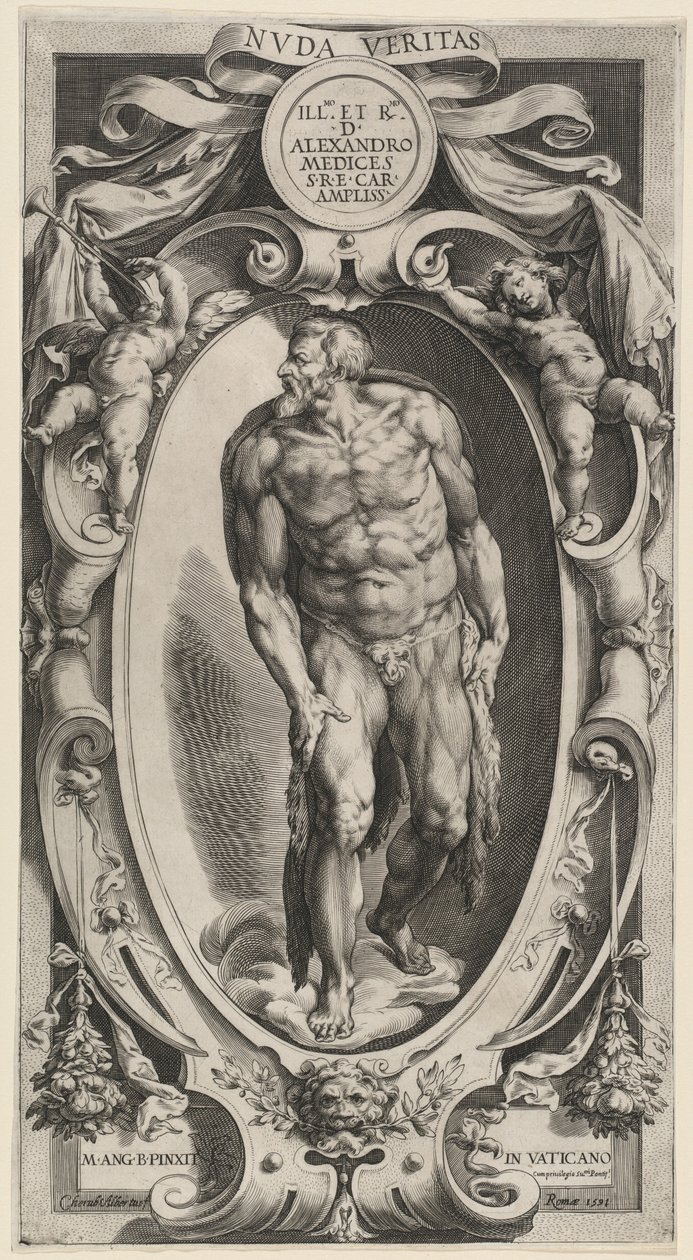 Sankt Johannes Döparen av Cherubino Alberti after Michelangelo