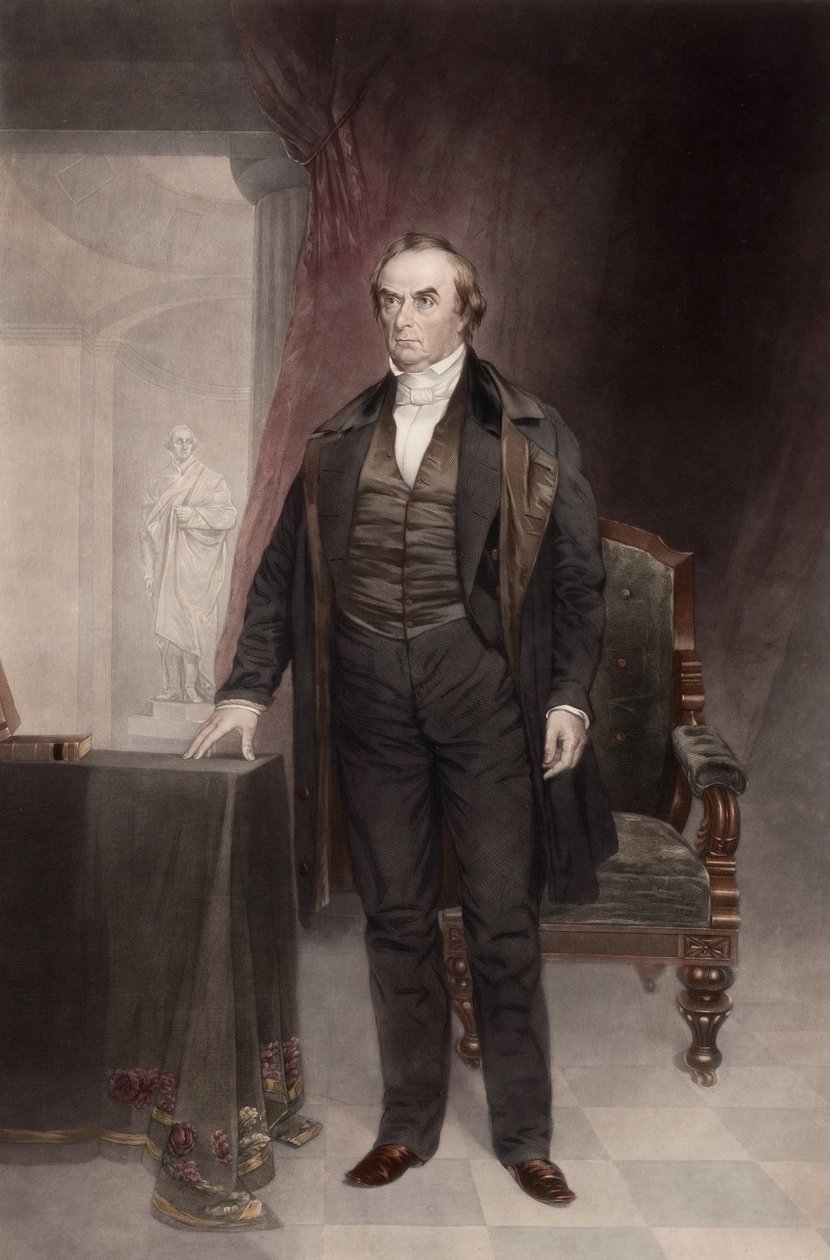 Porträtt av Daniel Webster (1782-1852), av Harding, Chester (1792-1866). Mezzotint. Privat samling av Chester Harding
