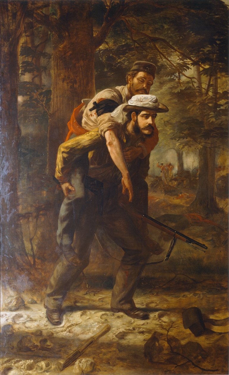 Ross Lewis Mangles (1833-1905) räddade en skadad soldat från 37:e regementet under indianmyteriet 1857, 1859-62 av Chevalier Louis William Desanges