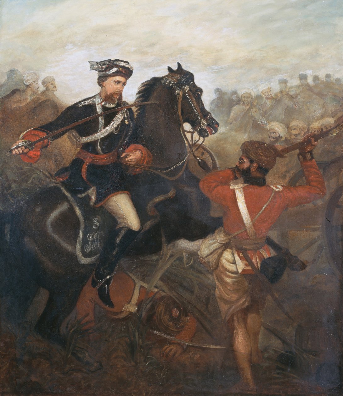 Löjtnant Frederick Robertson Aikman (1828-88) som fick Victoriakorset i Lucknow under det indiska myteriet den 1 mars 1858, omkring 1860. av Chevalier Louis William Desanges