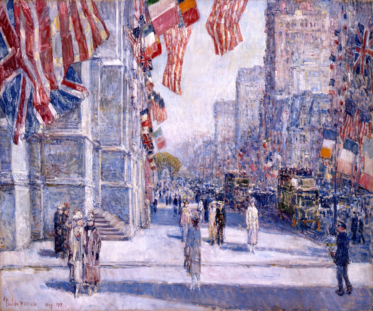 Tidig morgon på avenyn i maj 1917 av Childe Hassam