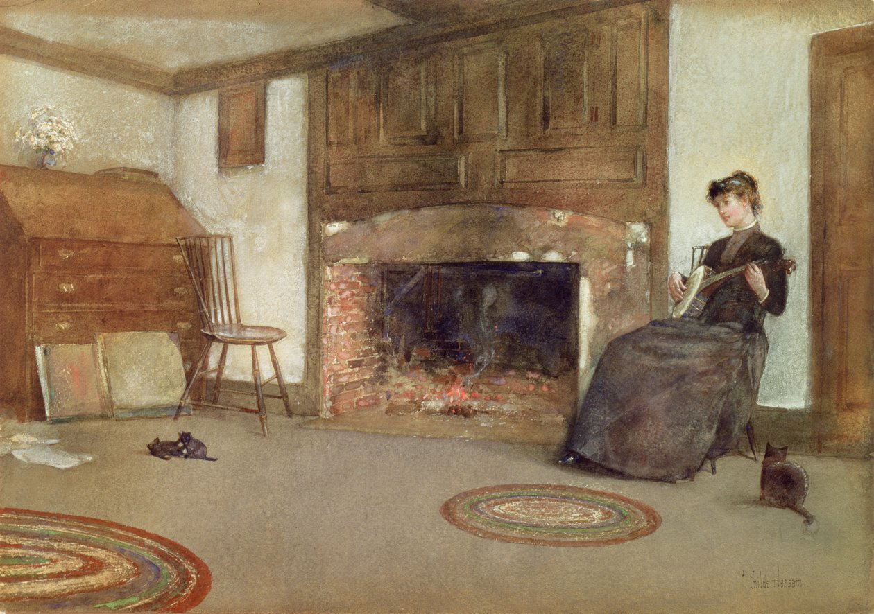 A Familiar Tune, c.1880 (akvarell på papper) av Childe Frederick Hassam