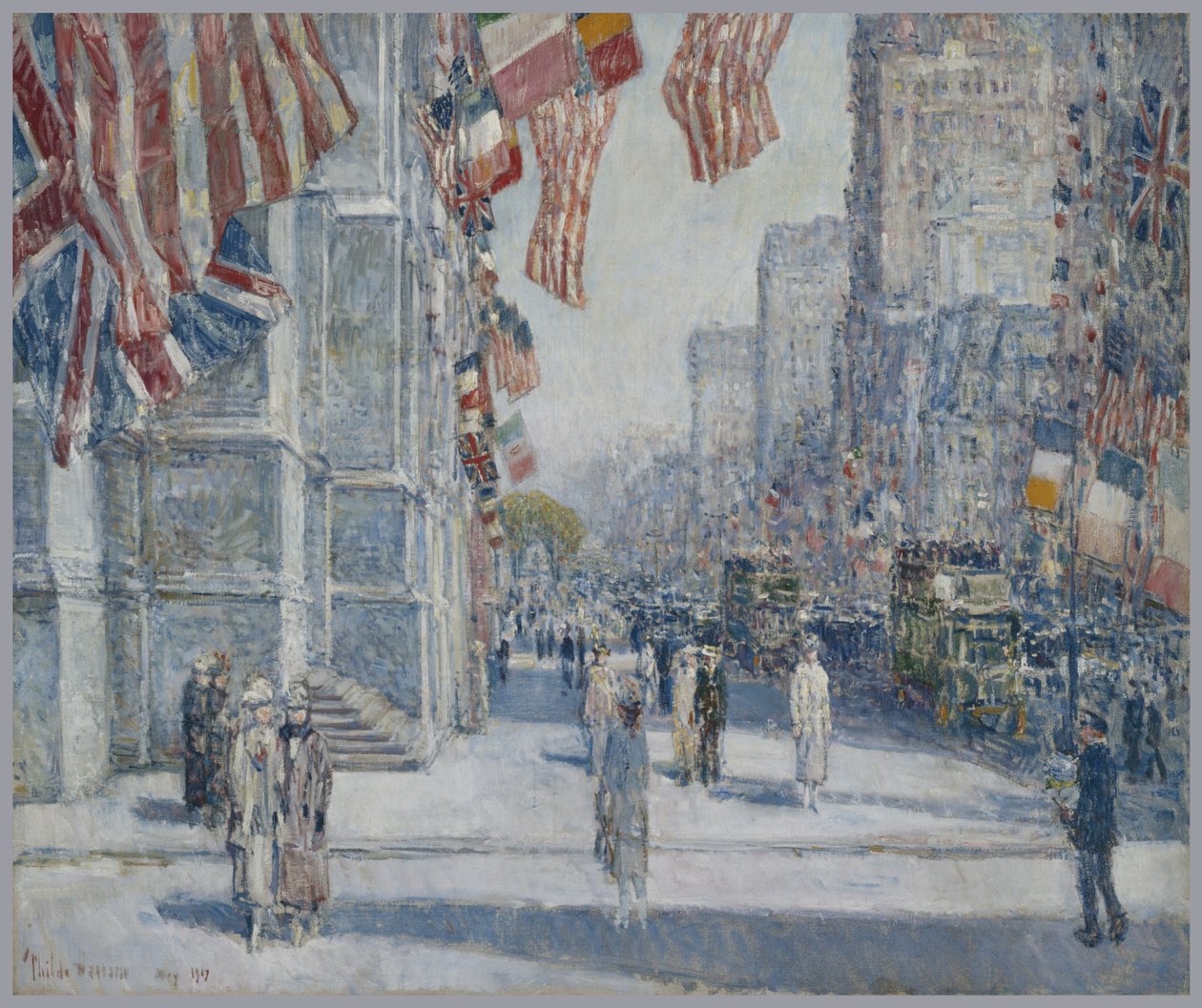 Tidig morgon på avenyn i maj 1917 av Childe Frederick Hassam