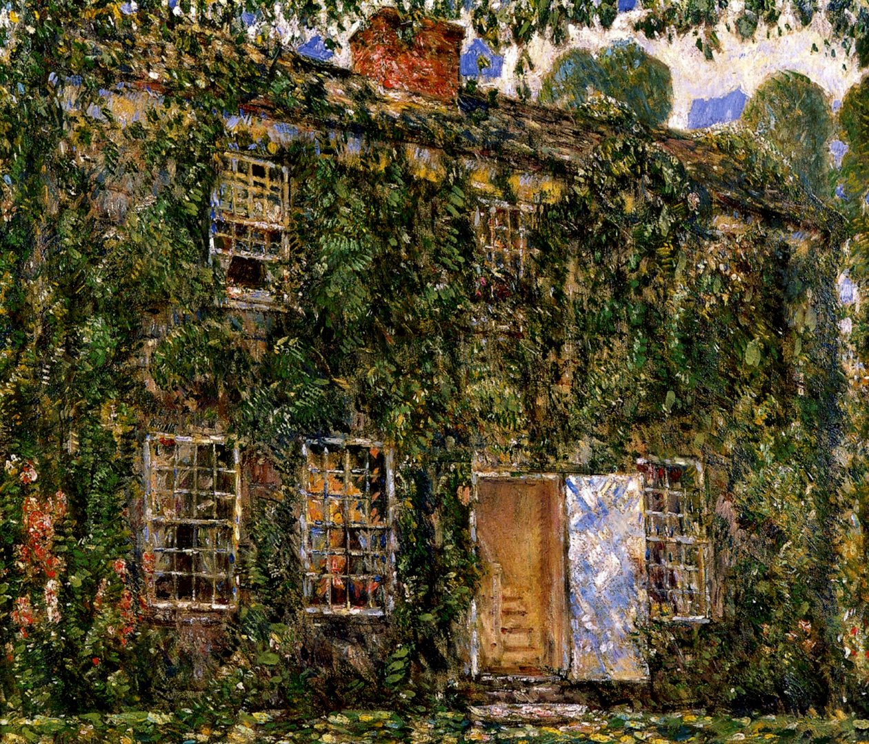 Home Cottage, East Hampton, ca 1916 (olja på duk) av Childe Frederick Hassam