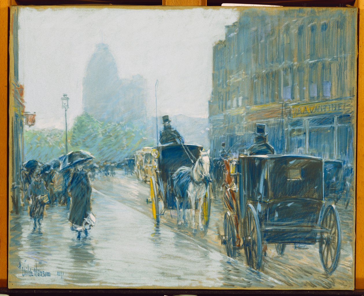 Hästdragna hytter, New York av Childe Frederick Hassam
