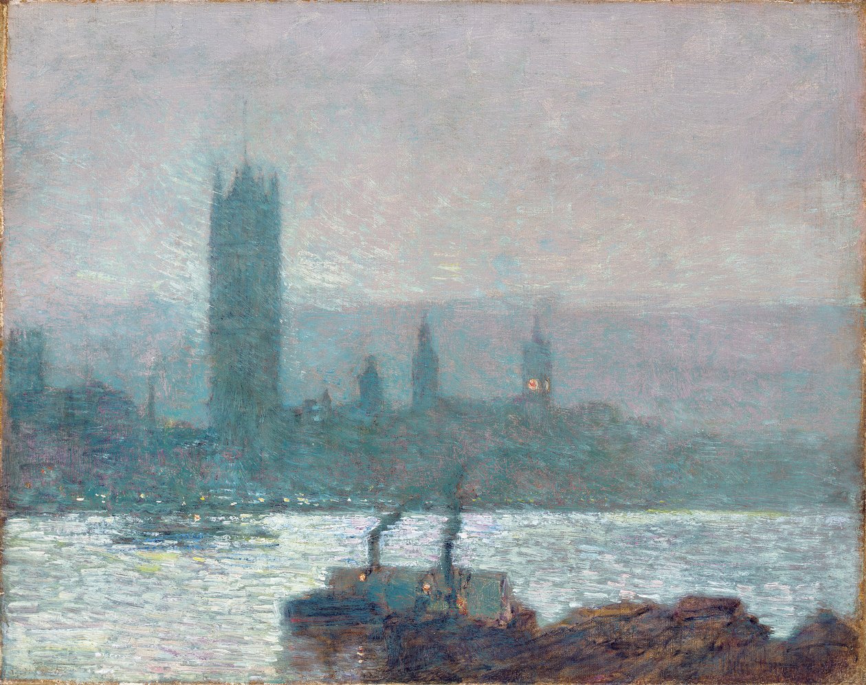 Houses of Parliament, tidig kväll av Childe Frederick Hassam