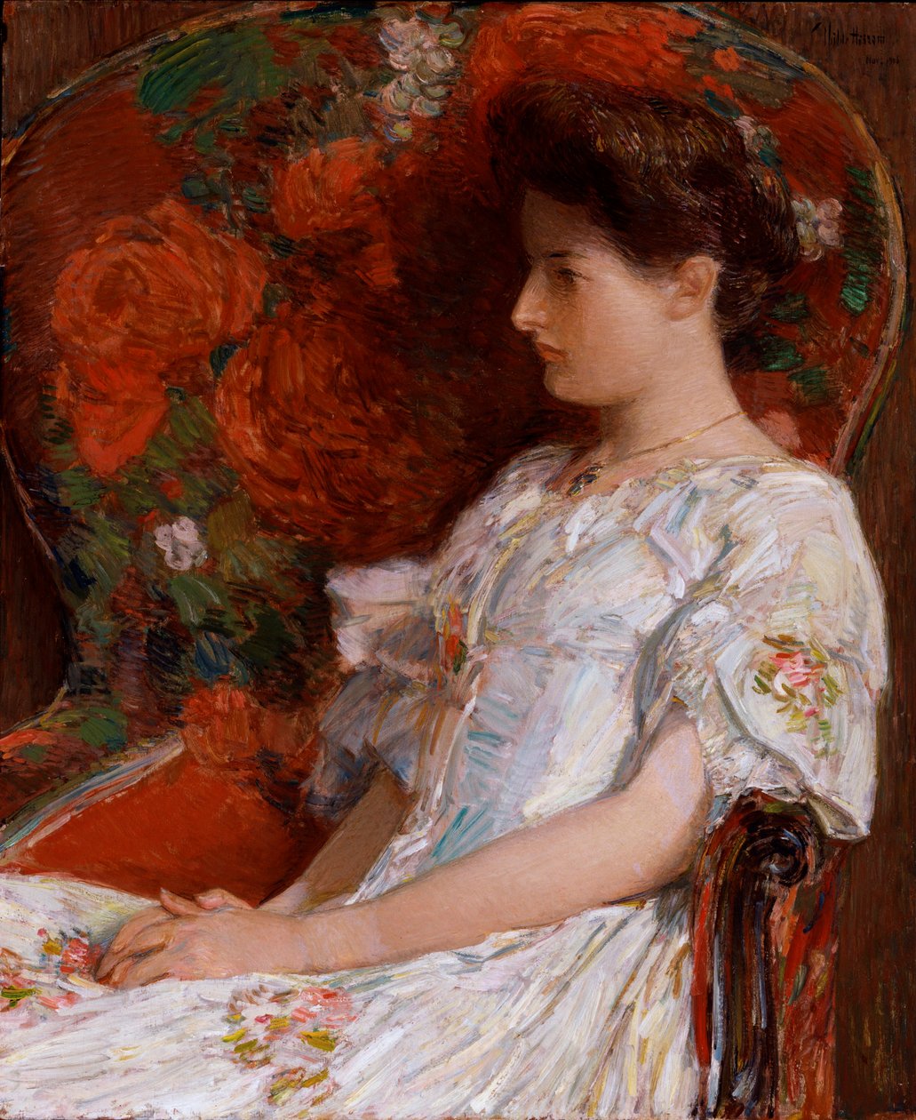 ""Den viktorianska stolen"" (Den viktorianska stolen) Målning av Childe Hassam (1859-1935) Dim 76,2x63,5 cm Olja på duk 1906 Smithsonian National Museum av Childe Frederick Hassam