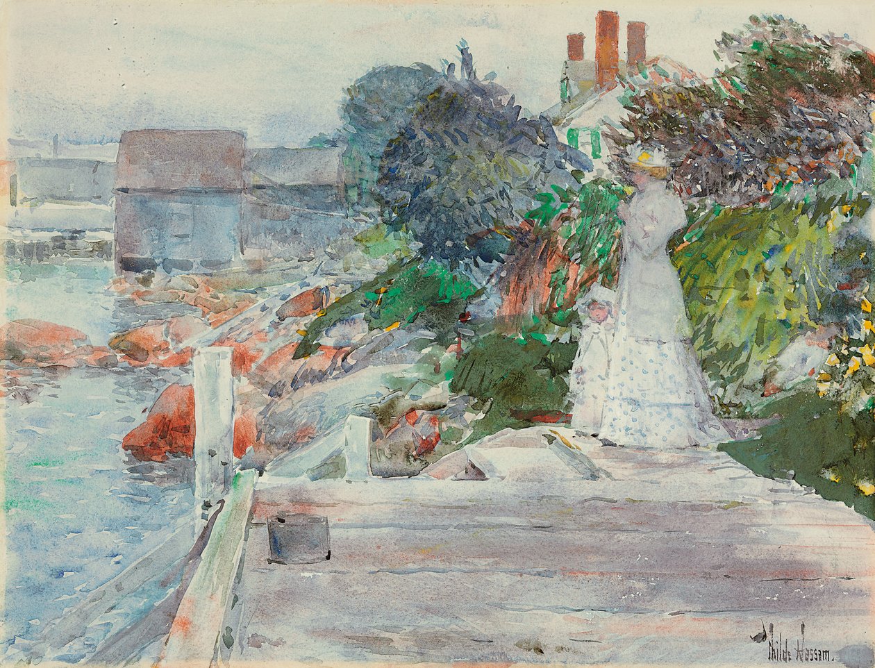 Ocean Front, Gloucester, Massachusetts, ca 1890-95 (akvarell på papper) av Childe Frederick Hassam