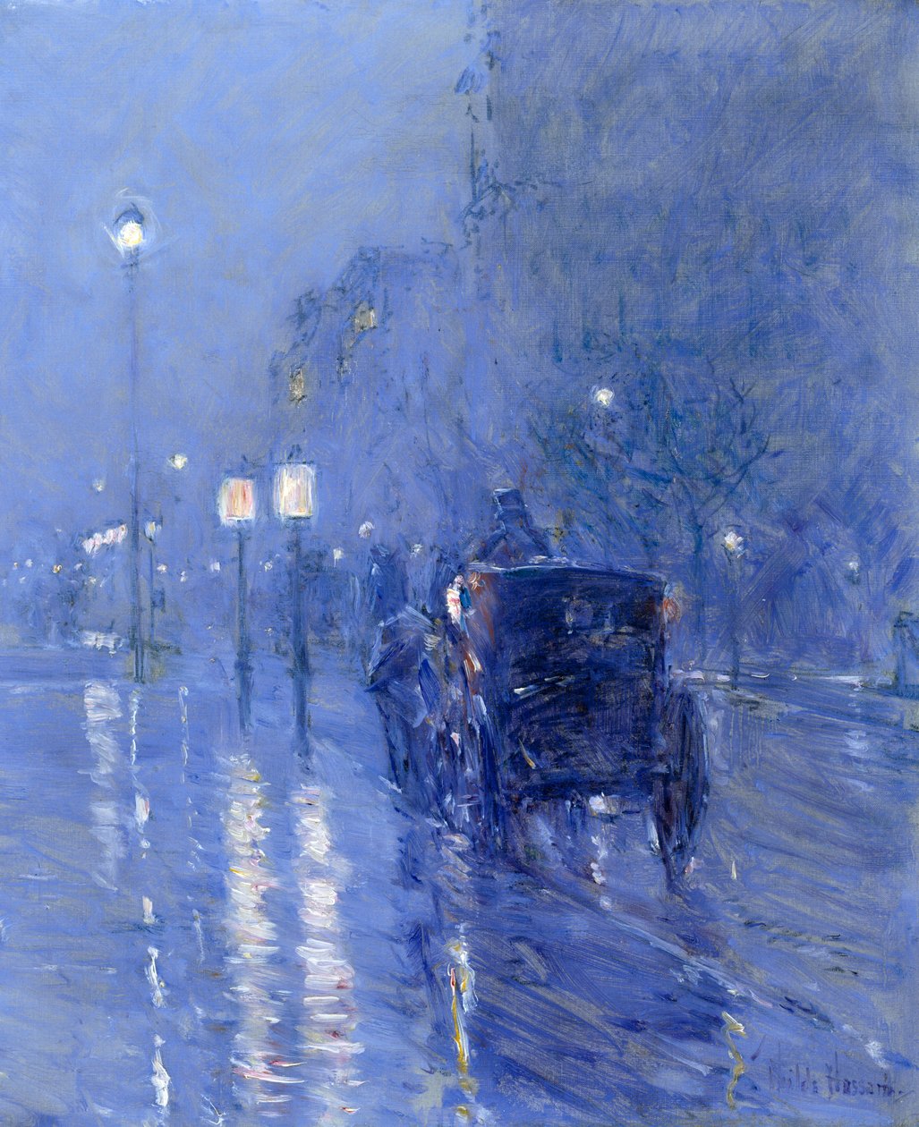 Rainy Midnight, sent 1890-tal (olja på duk) av Childe Frederick Hassam