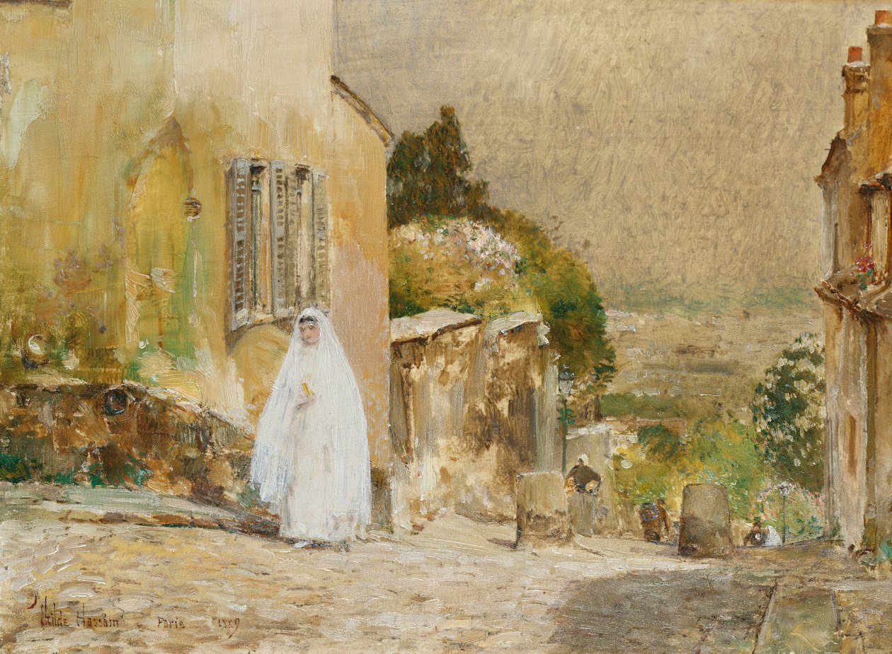 Vårmorgon, rue Mont. Cenis, Montmartre av Childe Frederick Hassam