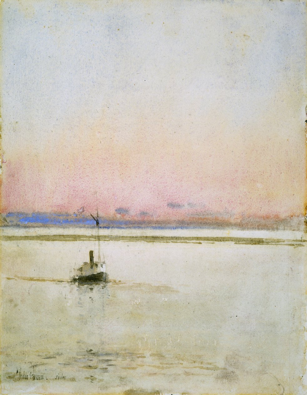 Solnedgång (akvarell på papper) av Childe Frederick Hassam